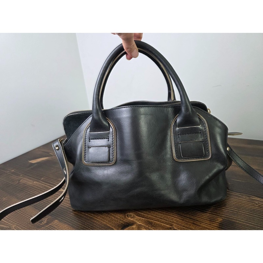 Francesco Biasia Women's Handbag Black Leather Zip Crossbody Shoulder Bag Italy